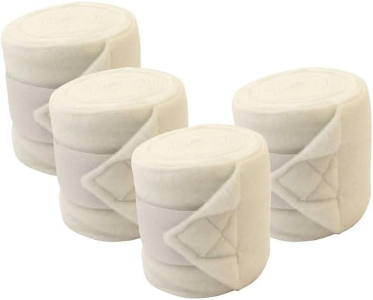 Jeffers Horse Fleece Polo Wraps 4 Pack and Equine Health Record 1 Pack Kit – Leg Wrap Accessories for Training Riding Turnout Stable, Hoof Care Tracker, Equestrian Horse Supplies - White