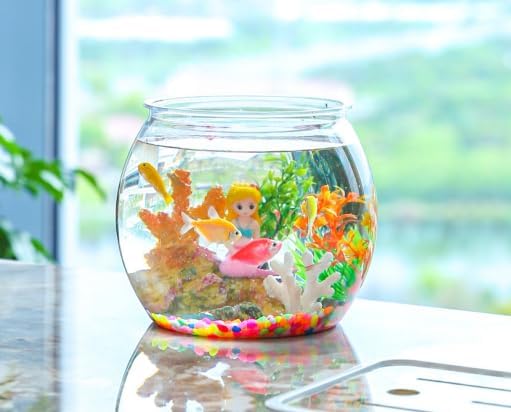2pcs Plastic DIY Fish Bowls - 135oz Round Clear Fish Tanks 1 Gallon Aquarium, Hydroponic Planter, and Multi-Use Container for Flower Vase, Carnival Prizes, Party Centerpieces, and Home Decor