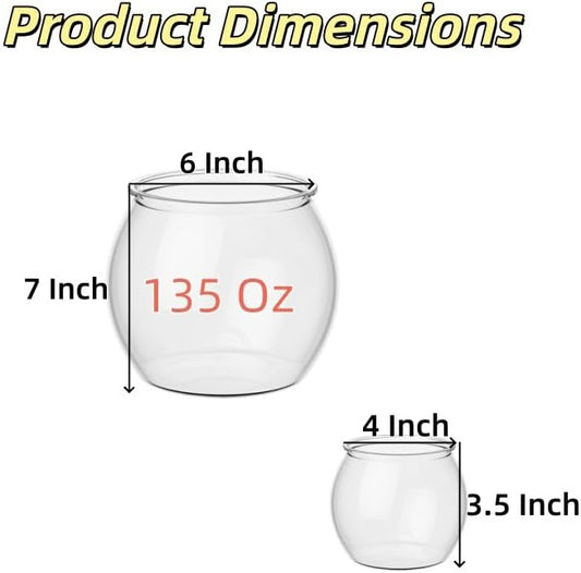 2pcs Plastic DIY Fish Bowls - 135oz Round Clear Fish Tanks 1 Gallon Aquarium, Hydroponic Planter, and Multi-Use Container for Flower Vase, Carnival Prizes, Party Centerpieces, and Home Decor