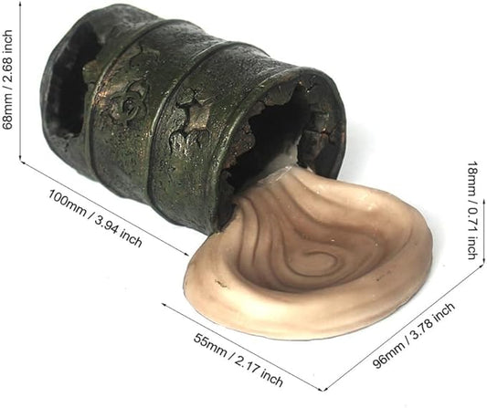 Resin Cave Habitat Hidden for Reptile and Amphibians.Terrarium & Aquarium Decor, Retro Bucket Design. Hide Cave with Dish,Perfect for Bearded Dragons,Lizards,Snakes,Geckos,Tortoises,Small Animals