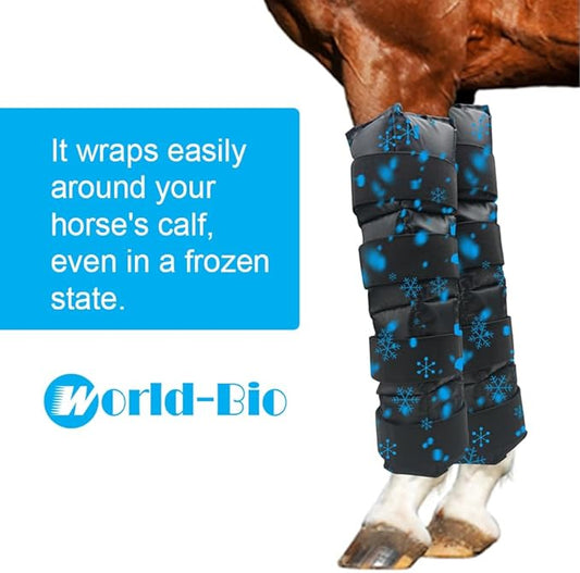 WORLE-BIO Reusable Horse Ice Pack for Injury, Gel Ice Horse Leg for Hock, Ankle, Knee, Legs, Boots, and Hooves - Horse Gift Ideas for Horse Lovers-Black