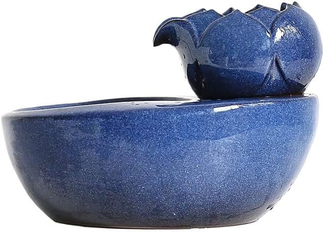 Ceramic Water Fountains for Cats Indoor Small Dog Pet Water Bowl Dispenser Automatic Rabbit (Samll,Blue)