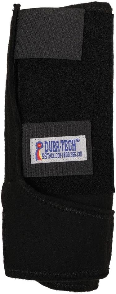 Dura-Tech Fast Wrap Polo Wraps for Horses | Size Medium | Color Black | Horse Leg Protection | One Piece Construction | Conforming Fit | Enhanced Support | Secure Hook & Loop Straps