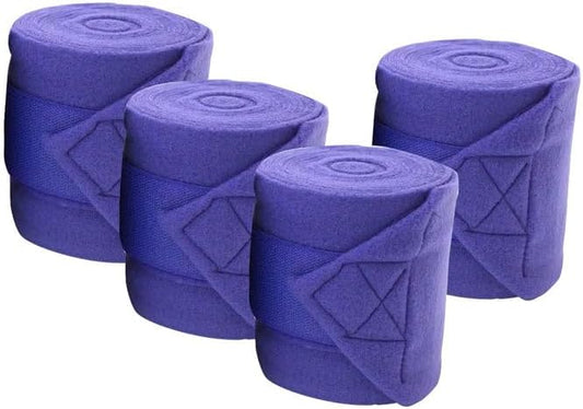 Jeffers Horse Fleece Polo Wraps 4 Pack and Equine Health Record 1 Pack Kit – Leg Wrap Accessories for Training Riding Turnout Stable, Hoof Care Tracker, Equestrian Horse Supplies - Purple