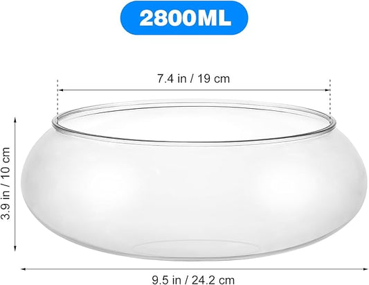 BESPORTBLE Clear Fish Bowl Vase: Bubble Bowl Round Shallow Planter Terrarium Aquatic Plant Pot, Hydroponic Planter Fish Tank Aquarium for Wedding Event Home Decor, 2800ML