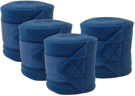 Jeffers Horse Fleece Polo Wraps 4 Pack and Equine Health Record 1 Pack Kit – Leg Wrap Accessories for Training Riding Turnout Stable, Hoof Care Tracker, Equestrian Horse Supplies - Royal Blue