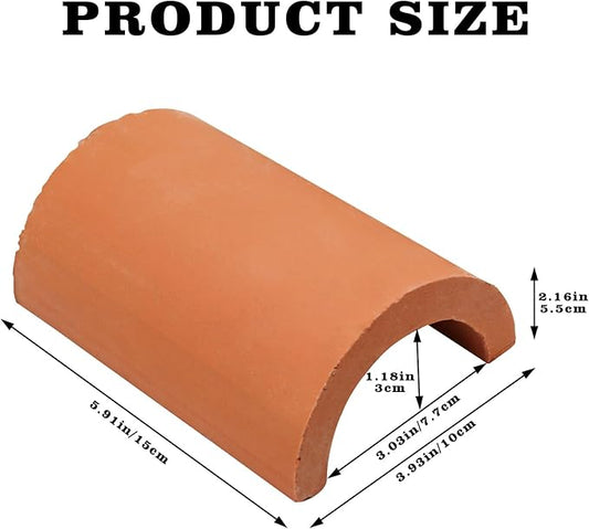 2 Pack Reptile Hide Cave, Natural Terracotta Lizard Habitat Hideout, Bearded Dragon Food Bowl, Tank Terrarium & Aquarium Decor Accessories for Hermit Crab Leopard Gecko Snake Spider Hamster Turtle