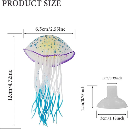 WishLotus Aquarium Jellyfish Decoration, Soft Silicone Glowing Aquarium Decorations Fluorescent Jellyfish with Suction Cup New Upgraded Simulation Aquarium Decor for Various Fish Tank (B, Blue)