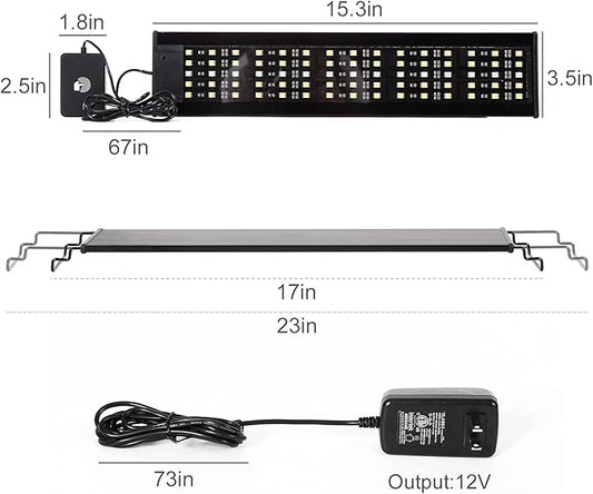 REPTI ZOO Reptile Aquarium Terrarium LED Light Ultra-thin Day and Night Light for Reptiles Aquarium Light, 3-Color Modes LED Light Hood 15W for 18 inch or Larger Terrariums for Reptile Plant Fish Tank
