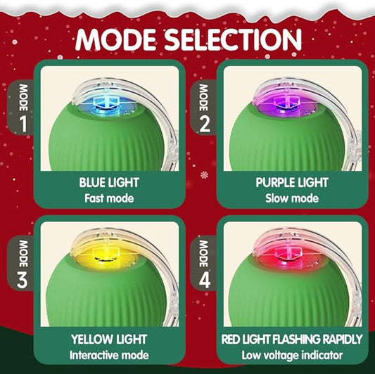 Interactive Cat Ball Toy With Cord Imitation Mouse - Automatic Rolling Smart Balls for Indoor Adult Cats (Red+Green)