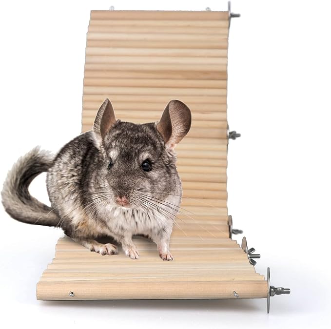 YKD Chinchilla Natural Birch Wood Flexible Platform Toy, Chinchilla Running Wheel Fence, Small Animal Climbing Toys for Guinea Pig Rabbit Hamsters Gerbils Rat and Other Small Animals
