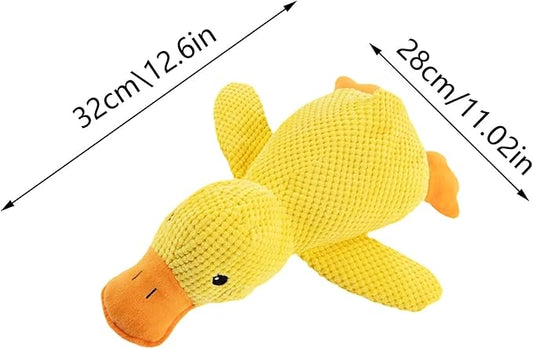 Durable Duck Chew Toy with Squeaker for Dogs & Cats, Tough Plush for Teething Puppies and Indoor Play - Anxiety Relief Pet Toy, Not for Children (Yellow, Medium)