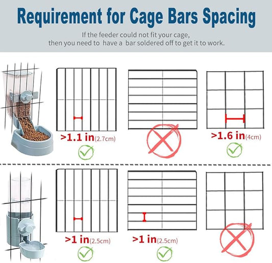Oncpcare 1L Rabbit Cage Automatic Feeder Food Dish Small Animal Bin Feeder with Lid for Bunny Cat Ferret Chinchilla Guinea Pig