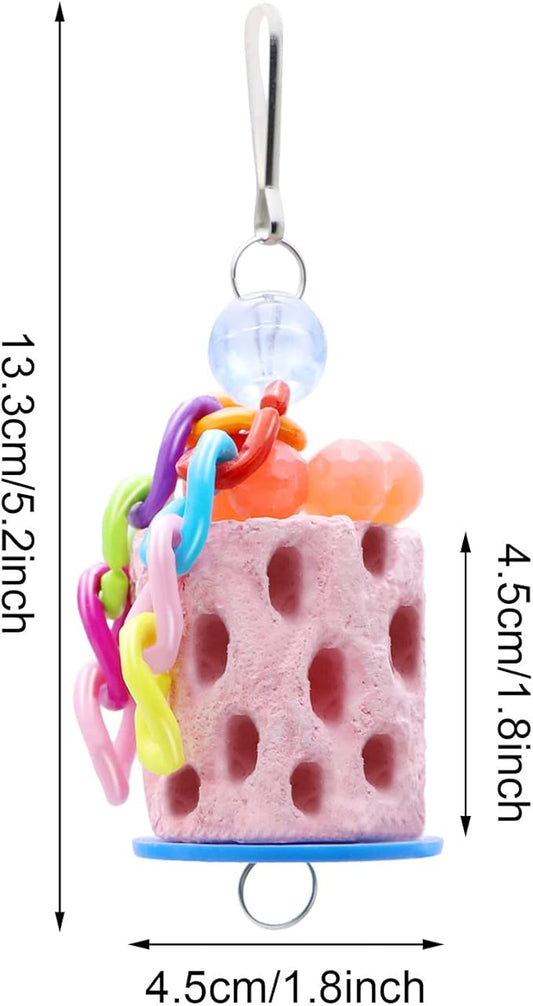 Wontee Bird Beak Grinding Parakeet Treats Bird Calcium Chewing Toy for Budgies Parakeet Cockatiel Conure Hamster (Random Color) (Small (1 pc))