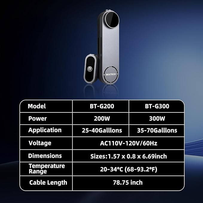 UPETTOOLS Aquarium Heater 50W/100W/200W/300W – Submersible Fish Tank Heater with Digital LED Display & External Controller, Dry-Run and Overheat Protection, for Freshwater, Saltwater, Reef Tanks