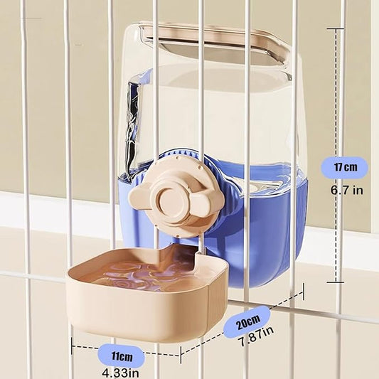 Pet Hanging Automatic Feeders Drinking Bowls,Gravity Rabbit Feeder and Water Set,Cage Cat Food Bowl Feeding Station for Puppy Kitten Chinchilla Hedgehog Guinea Pig Ferret (Pink Blue-Water)