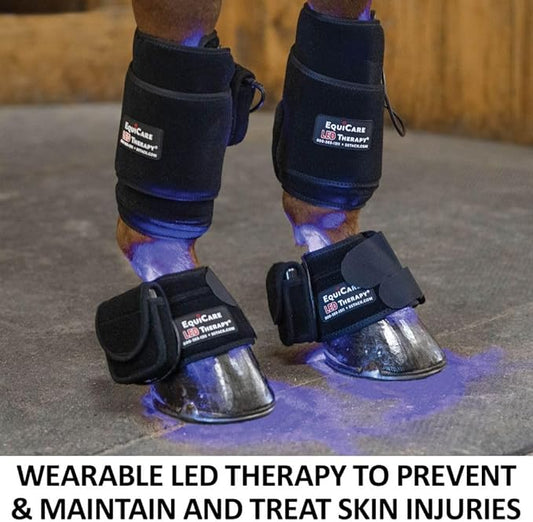 Schneiders EquiCare LED Therapy Blue Light Derma Layer Therapy Kit | Blue Light Wavelengths for Skin Irritations | Includes Bell Boots & Wraps with Rechargeable Batteries