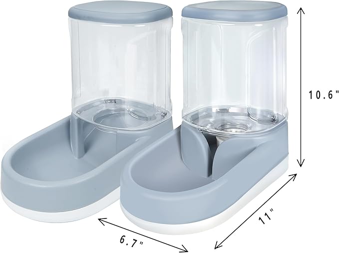 MOLOPARTY Automatic Dog Cat Feeder and Water Dispenser Gravity Food Feeder and Waterer Set with Pet Food Bowl for Small Medium Dog Puppy Kitten, Large Capacity 1 (Pet Feeder and Waterer Set)