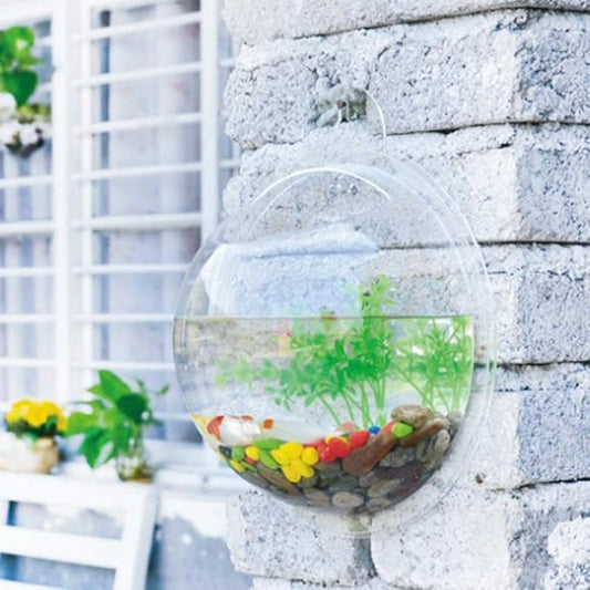 Wall Mounted Fish Bowl: Acrylic Fish Bubble Betta Tank & Hanging Planter - Wall Hanging Aquarium and Hydroponic Pot for Home Decor, Air Plants, Terrarium, Mini Aquarium Decoration