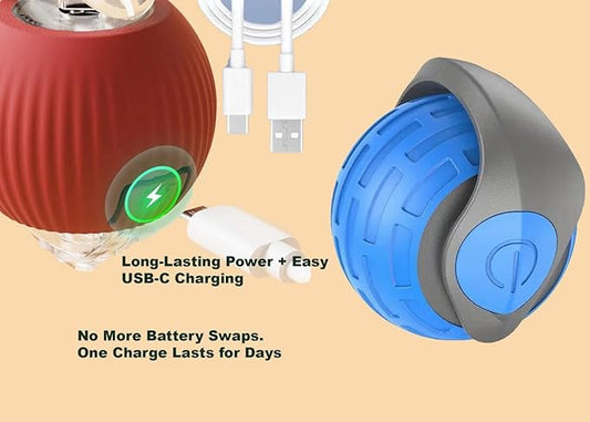 KBLZONE Interactive Cat Ball Toy – Smart Rolling Pet Ball with Obstacle Avoidance, USB Rechargeable, Cord Tail Design – Fun Enrichment Toy for Indoor Cats & Small Dogs (Blue + Red)