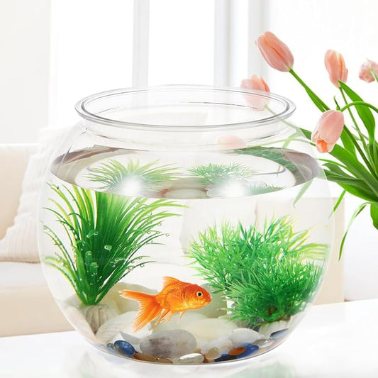 Clear Plastic Fish Bowl Vase - Shatterproof Clear Round Goldfish Betta Tank Bubble Bowl Aquarium Fish Tank Aquatic Plant Pot Daffodil Pot Hydroponic Planter for Home Office Garden Decor 4.5L