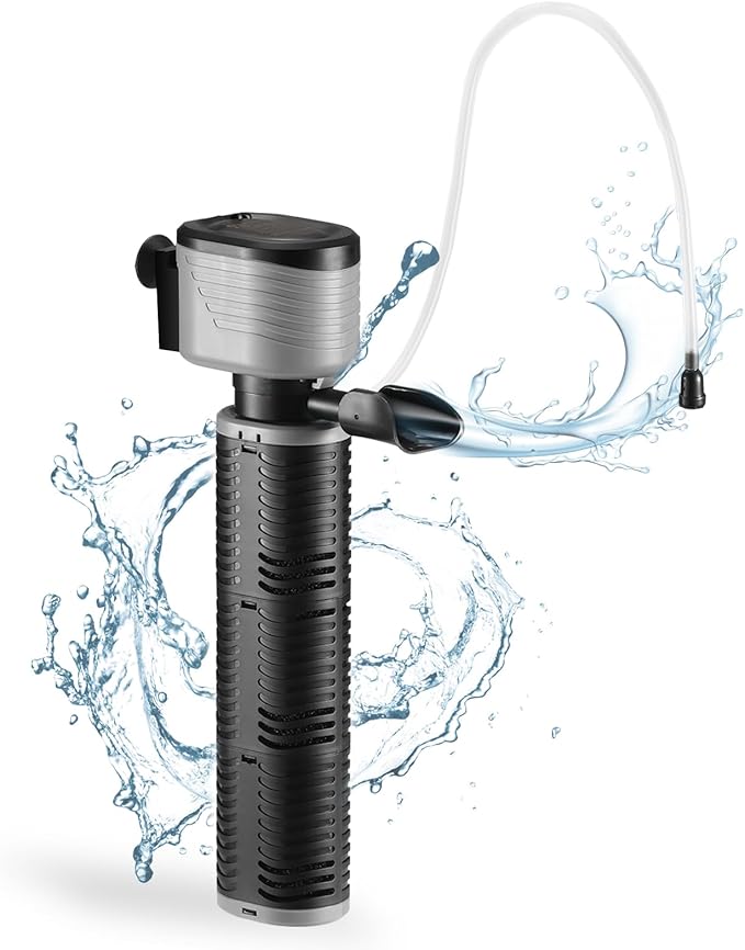XpertMatic 45W Aquarium Filter, Submersible Fish Tank Filter Water Pump for Up to 220 Gallon Fish Tank, 3 Stages 792 GPH Biochemical Sponge Filter, for Aquarium Filtration/Oxygenation, SainSmart