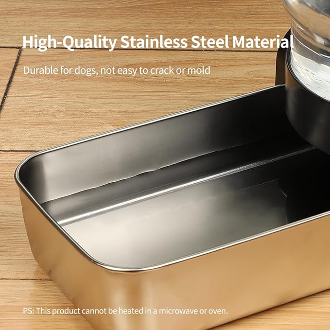 PAKEWAY 1.5 Gallon Automatic Gravity Dog Water Bowl Dispenser, Stainless Steel Large Capacity Pet Waterer with 3 Filters for Medium Dogs and Cats