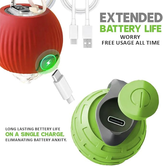 KBLZONE Interactive Cat Ball Toy – Smart Rolling Pet Ball with Obstacle Avoidance, USB Rechargeable, Cord Tail Design – Fun Enrichment Toy for Indoor Cats & Small Dogs (Green + Red)