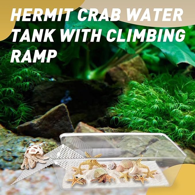 2 Packs Large Hermit Crab Water Tank - Ideal Hermit Crab Pool and Tank Combination - Hermit Crab Water Tank with Cuttable Climbing Ramp