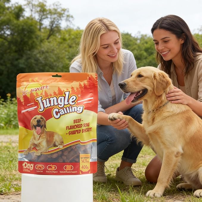 Jungle Calling Soft Dog Treats, Training Snacks with Real Beef, Chewy Dog Biscuits, Natural High Protein, Digestive Support Dog Chews, Healthy Meaty Tenders for Small & Medium Dogs, 48 Count