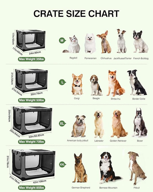 42 Inch Collapsible Travel Dog Crate for Medium Large Dogs, Portable Dog Crate 4-Door Foldable Soft Kennel with Durable Mesh Windows for Indoor & Outdoor Travel, with Storage Bag,Grey