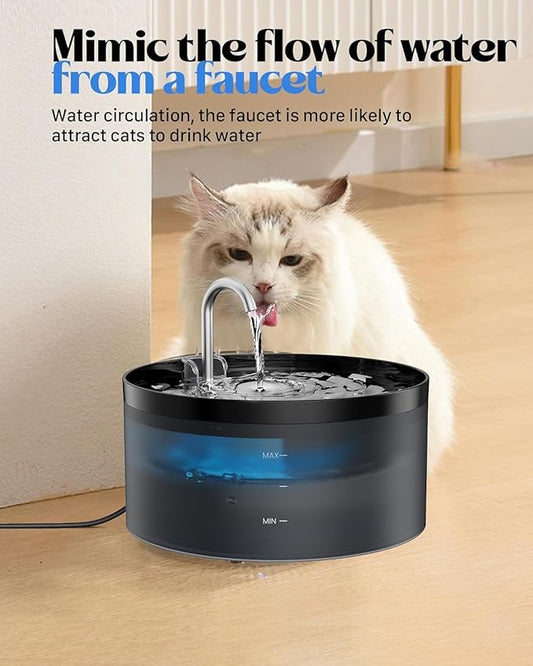 Cat Water Fountain Pet Fountain: Cat Water Dispenser - 108oz/3.2L Automatic Pet Drinking Waterer Bowls Indoor - Quiet Dog Dispenser - Black Faucet Dog Bowl - Easy Cleaning