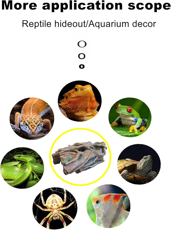 XL Beard Dragon,Lizard and Reptile Hide,Fish Tank Accessories Hides,Aquarium Decor for Betta Fish,Shrimp,Hermit Crabs,Spiders,Mice,Leopard Geckos,Toads and Frogs (Brown, Extra Large)