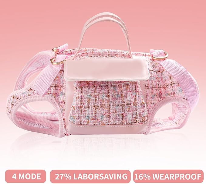 Dog Lift Harness Backpack for Small Dogs, Adjustable Straps Dog Sling Carrier for Hiking, Travel, Outdoor – Pink Medium