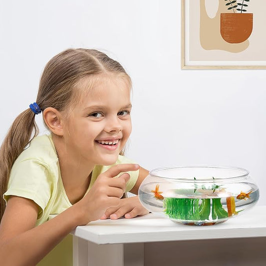 Milisten Transparent Aquarium Tank 9.5 Inch Desktop Betta Fish Bowl for Home Office Decor with Smooth Surface and Plant-Friendly Design