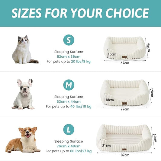 Orthopedic Dog Bed for Medium Dogs & Large Dogs - Washable Rectangle Pet Bed with Anti-Slip Bottom, Soft Calming Cat & Puppy Bed for Indoor Pets (35"x25"x8", Cream)