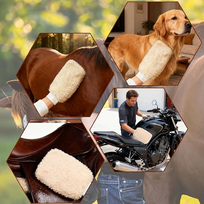 Curry Comb Kit, 6 Ring Curry Comb & Rubber Brush & Horse Grooming Mitts, Curry Comb Kit for Grooming Horses, Dogs, Goats, Cattle, Cow, Donkey Supplies