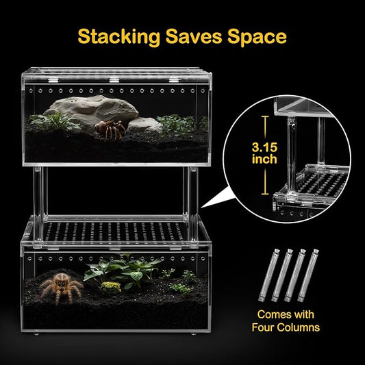 XLarge Reptile Terrarium Kit,Escape Proof Tarantula Enclosure,PC Starter Hermit Crab Tank,Spider Habitat for Praying Mantis Cage,Insect Housing,Lizard,Gecko Container,Bearded Dragon Vivarium