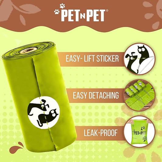 Pet N Pet Poop Bags For Dogs, 240 Counts Plant Based Dog Poop Bags Rolls, Thick Doggie Poo Bag, 100% Leak-proof, Easy to Use Pet Waste Bag
