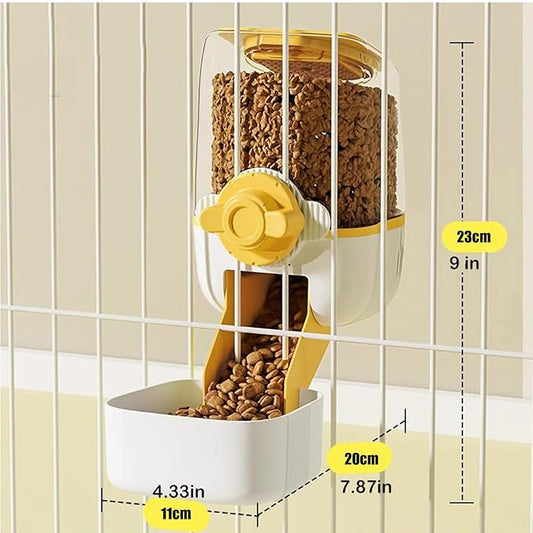 Pet Hanging Automatic Feeders Drinking Bowls,Gravity Rabbit Feeder and Water Set,Cage Cat Food Bowl Feeding Station for Puppy Kitten Chinchilla Hedgehog Guinea Pig Ferret (Yellow-Food)