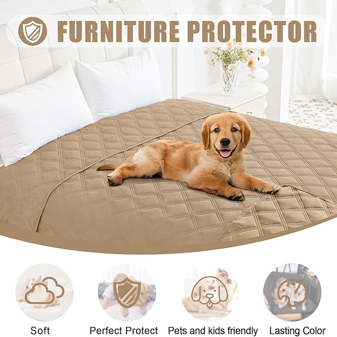 Smiry Waterproof Dog Bed Cover Blanket 30x70, Soft Reversible Pet Blanket, Washable Leakproof Cats Dogs Couch Cover for Sofa, Couch, Furniture, Lattice, Camel/Camel