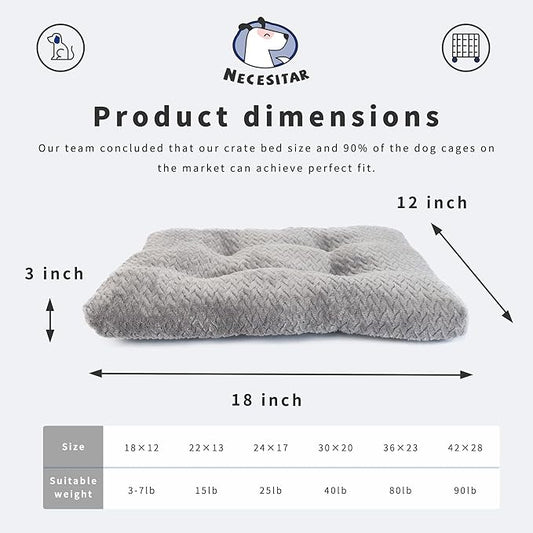 Necesitar Washable Dog Crate Bed 18 inch Small Anti-Slip Waterproof Warming Cozy Soft Pet Puppy, Dog Pillows for Small Dogs Tire Printing Dark Grey