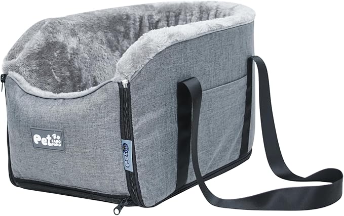Elevated Dog Car Seat for SUV & Sedan - Pet Booster Seat with Safety Belt & Anti-Slip Platform, Convertible into Travel Carrier Bag & Indoor Bed (Grey)