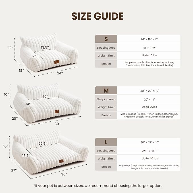 Warmrest Cat Couch for Pets, Cute Cat Bed with Cozy Soft Faux Rabbit Fur for Kitten, Fuzzy Cats Sofa for Indoor Cats, Supportive Pet Sofa with Removable Washable Cover, Cream, 24"