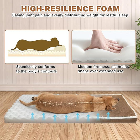 Heated Dog Bed for Large Dogs 40x27 inches, Indoor Dog Couch Heated Pet Bed, Soft & Cozy Pet Warming Sofa with Temperature and Time Adjustable Themostat, Removable Cotton Sleeve