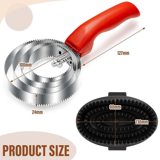 Reversible Stainless Steel Curry Comb with Large Rubber Brush for Grooming Horses, Dogs, Goats, Cattle, Cow, Donkey Supplies
