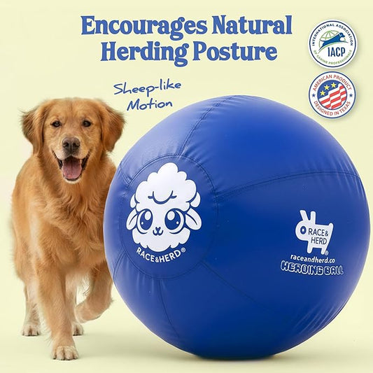 Race&Herd 30" Original XXL Herding Ball for Dogs - Herding Toys, Giant Dog Ball for Australian Shepherds, Border Collies - Durable Dog Outdoor Training Toy for Large Breeds & Horses (Blue)