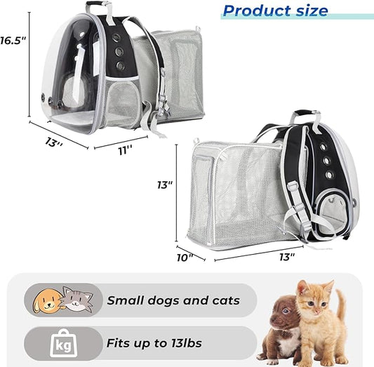 Lollimeow Cat Carrier Backpack, Expandable Bubble Pet Carrier for Cats and Small Dogs, Airline Approved Travel Backpack for Hiking, Walking & Outdoor Adventures - Supports up to 14 lbs