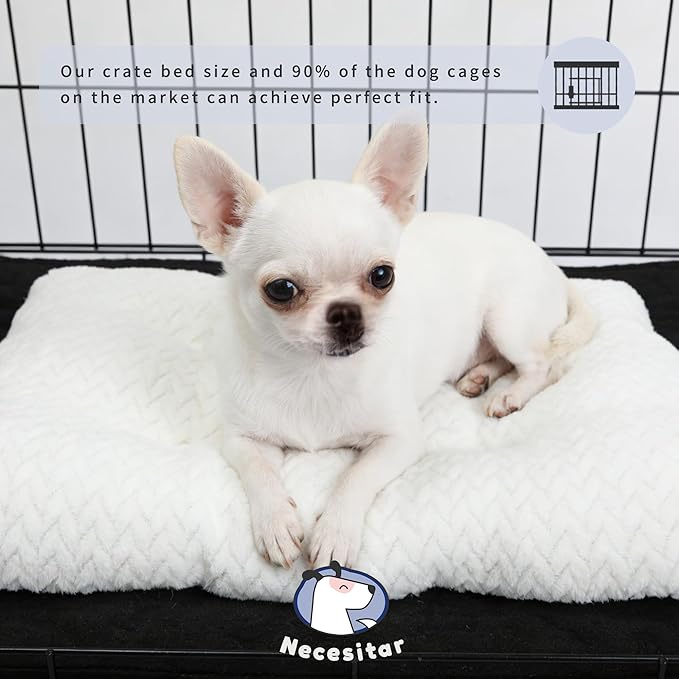 Necesitar 18 inch Dog Crate Bed Dog Mats for Sleeping,Up to 10 lbs Fluffy White Puppy Pad XXS