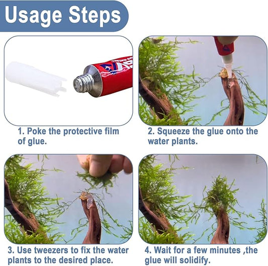 6 PCS Aquarium Glue,Aquarium Aquascape Aquatic Plants Coral Glue,Safe and Quick-Drying ,Reef Glue Suitable for Aquatic Plants, Moss, Coral, Stones, Shells,Fresh Water and Salt Water All Can Be Used